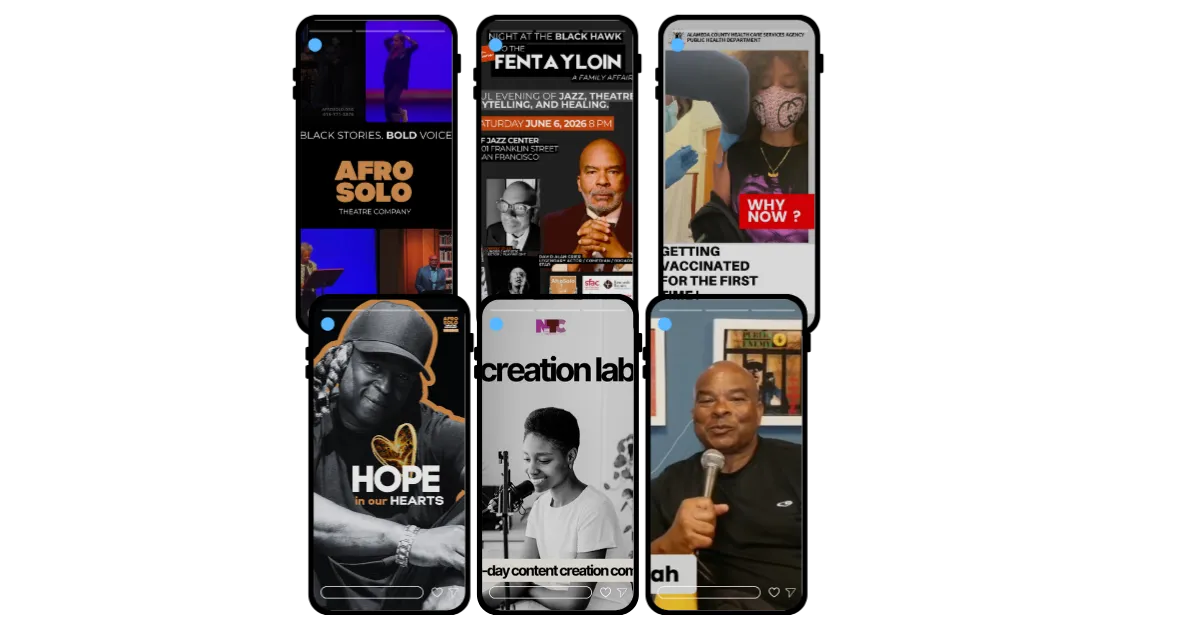 Collage of creative media and social storytelling projects